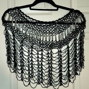 Black beaded poncho